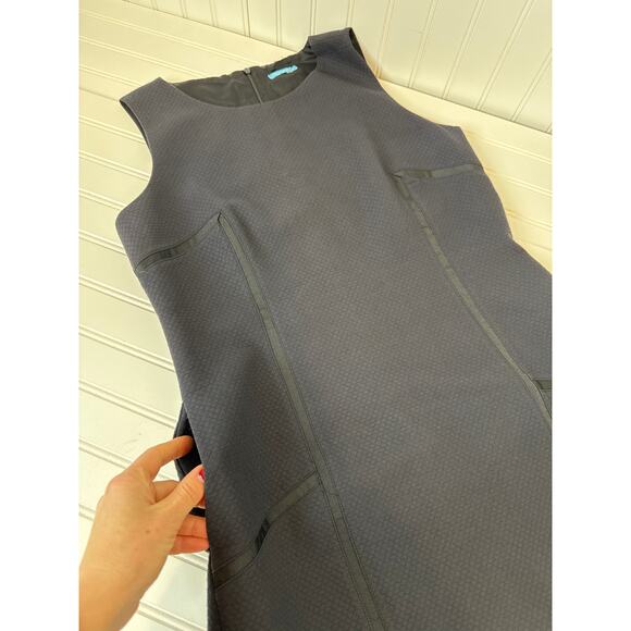 J. McLaughlin Dress Navy Blue Shift Sleeveless Office Ribbon Pockets Mini Size 8 - Picture 8 of 9